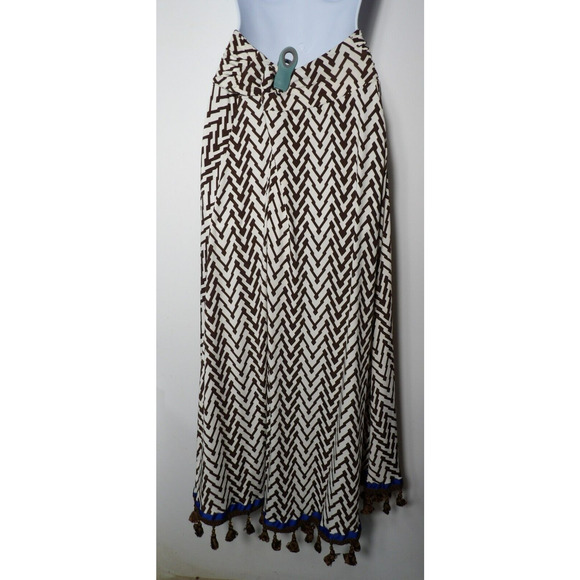 Robert Louis Maxi Skirt Petite Large PL Boho Hippie Geometric Faux Belt Tassels - Picture 14 of 14